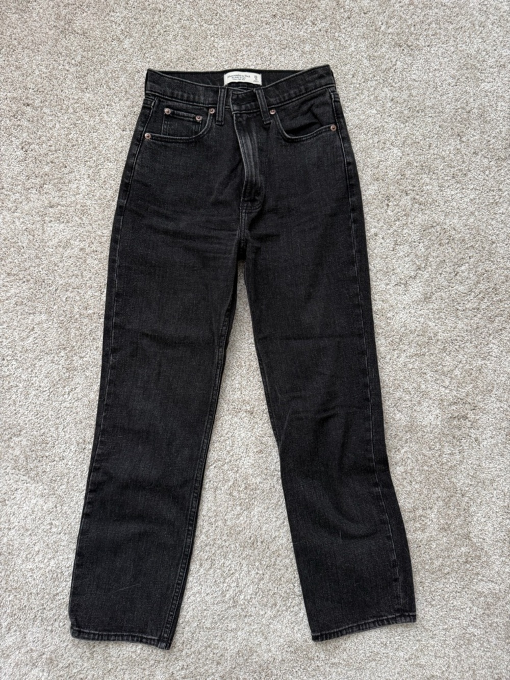 Abercrombie Women’s Ankle Straight Ultra High Rise Black Jeans